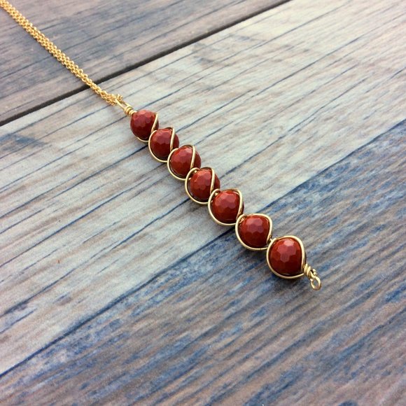 Red Jasper necklace, Root chakra, 14k Gold filled, crystal healing - Picture 2 of 7